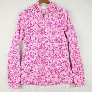Merrell Jacket Womens Large Pink Purple Floral Full Zip Hooded Performance